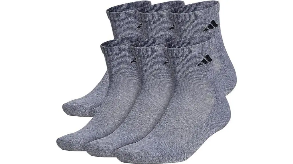 adidas Mens Athletic Cushioned Quarter Socks